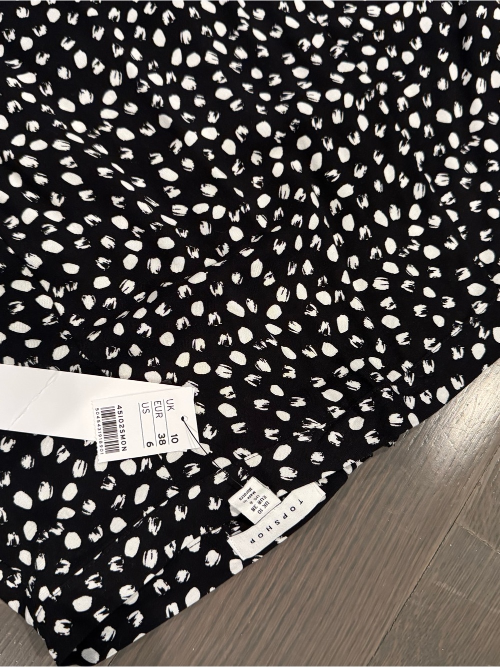 Topshop Black Midi Skirt with White Spot Print - Picture 3 of 3